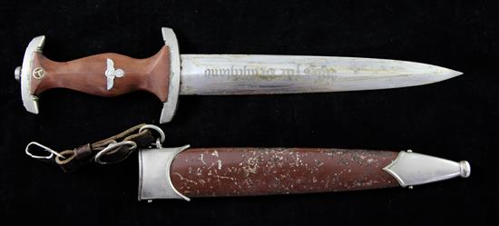 A German WWII Third Reich SA dagger, overall 14.75in.